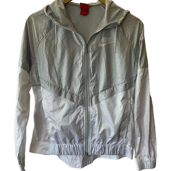 Vintage Y2K Grey and White Nike Windbreaker Jacket Women’s Medium - Picture 1 of 3